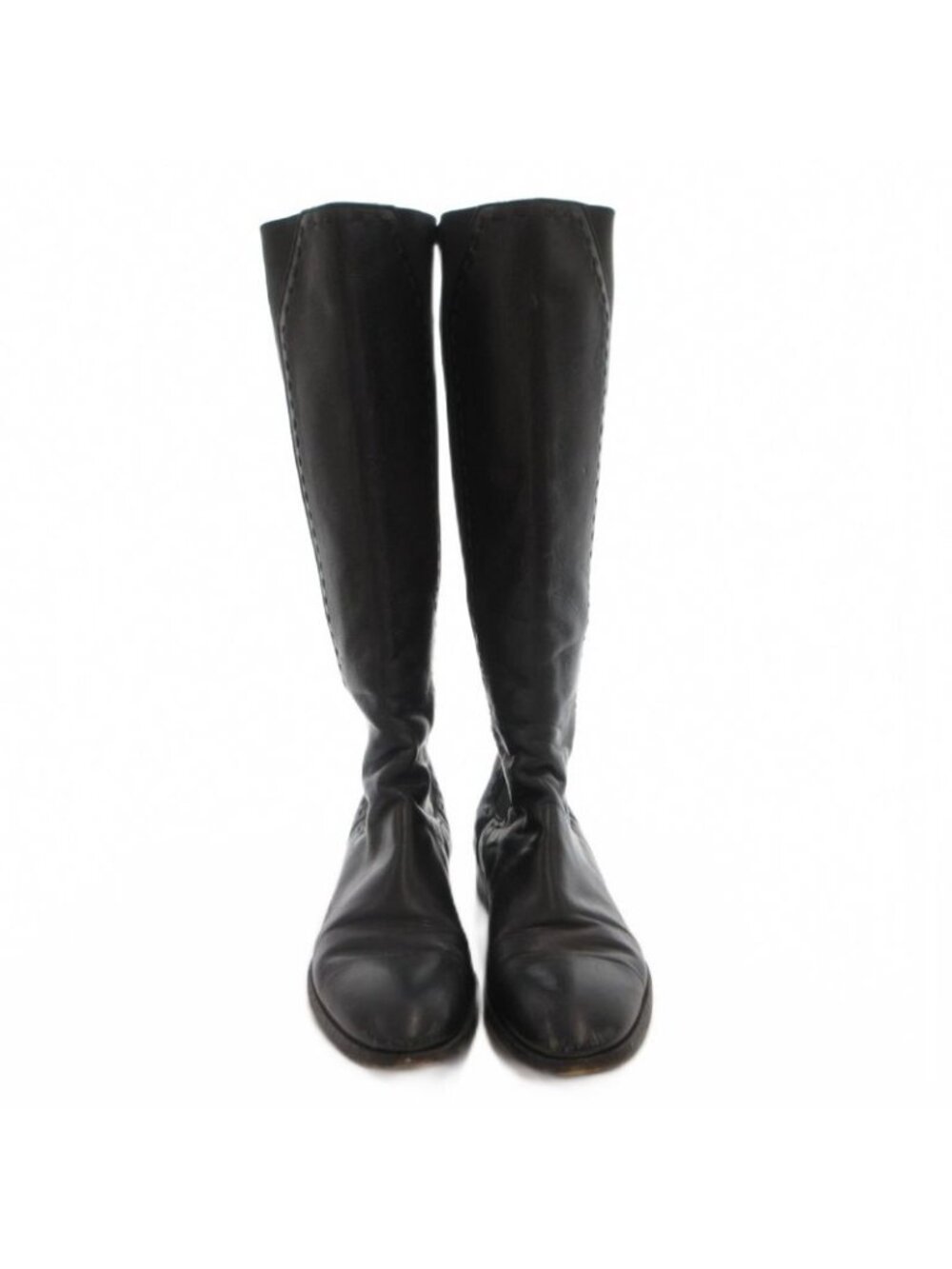 Saint Laurent Yves Side Gore Boots Long Leather 36 Black Heel - Picture 4 of 9